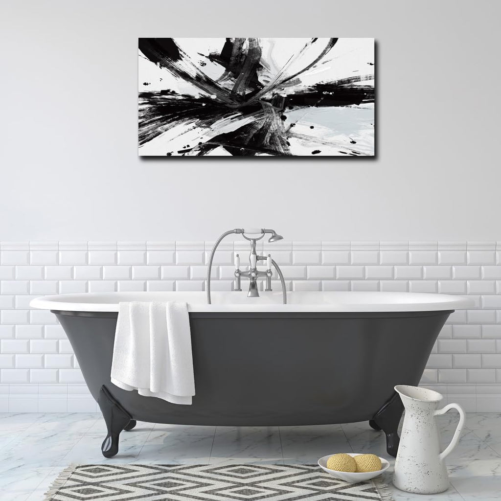 RUIFENGL Black and White Abstract Canvas Prints Wall Art for Office Wall Decor Black & White Graffiti Modern Paintings Artwork Pictures for Living Room Home Decoration Ready to Hang 30'x 60' Xlarge