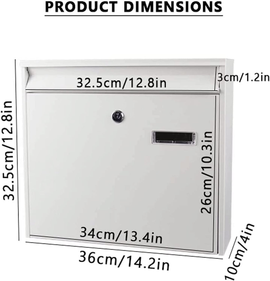 Wall Mount Drop Box Locking Mailboxes with Lock and Key Medium Capacity Post Box Metal Mailbox Simple and Stylish Mailbox Safer