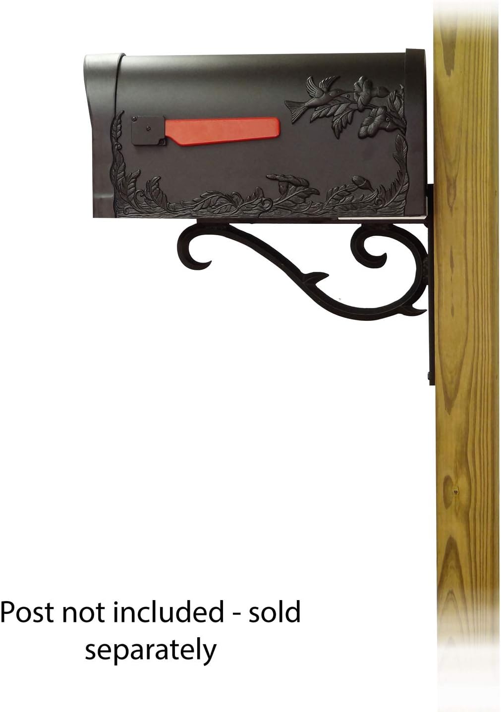 Special Lite Hummingbird Curbside Mailbox with Sorrento Front Single Mailbox Mounting Bracket - TC-SOR-FS-1005-BLK