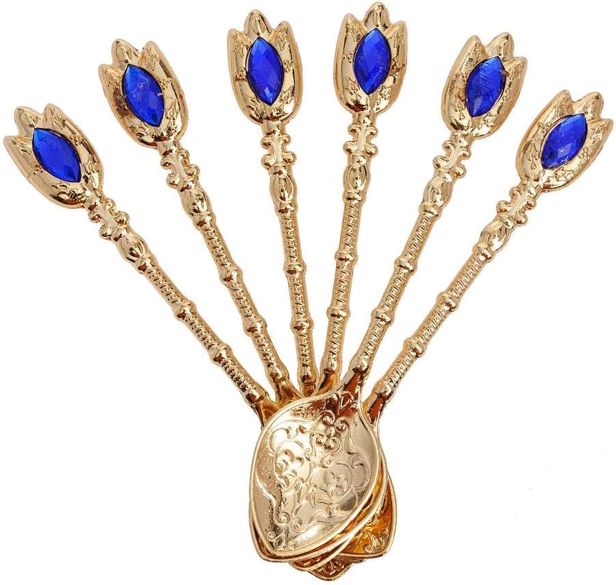 Alisveristime Handmade Turkish Tea Water Zamzam Serving Set Glasses Saucer, Tray and Spoon (Gold)