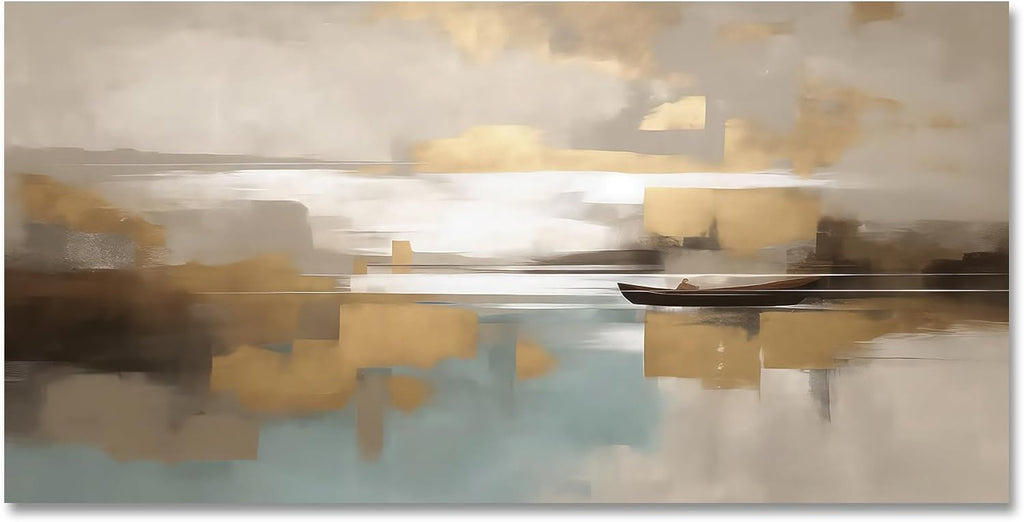 Beige Abstract Wall Art Living Room Wall Decor Canvas Painting Large Framed Modern Abstract Artwork Print Neutral Wall Art Bedroom Decor Picture Artwork for Office