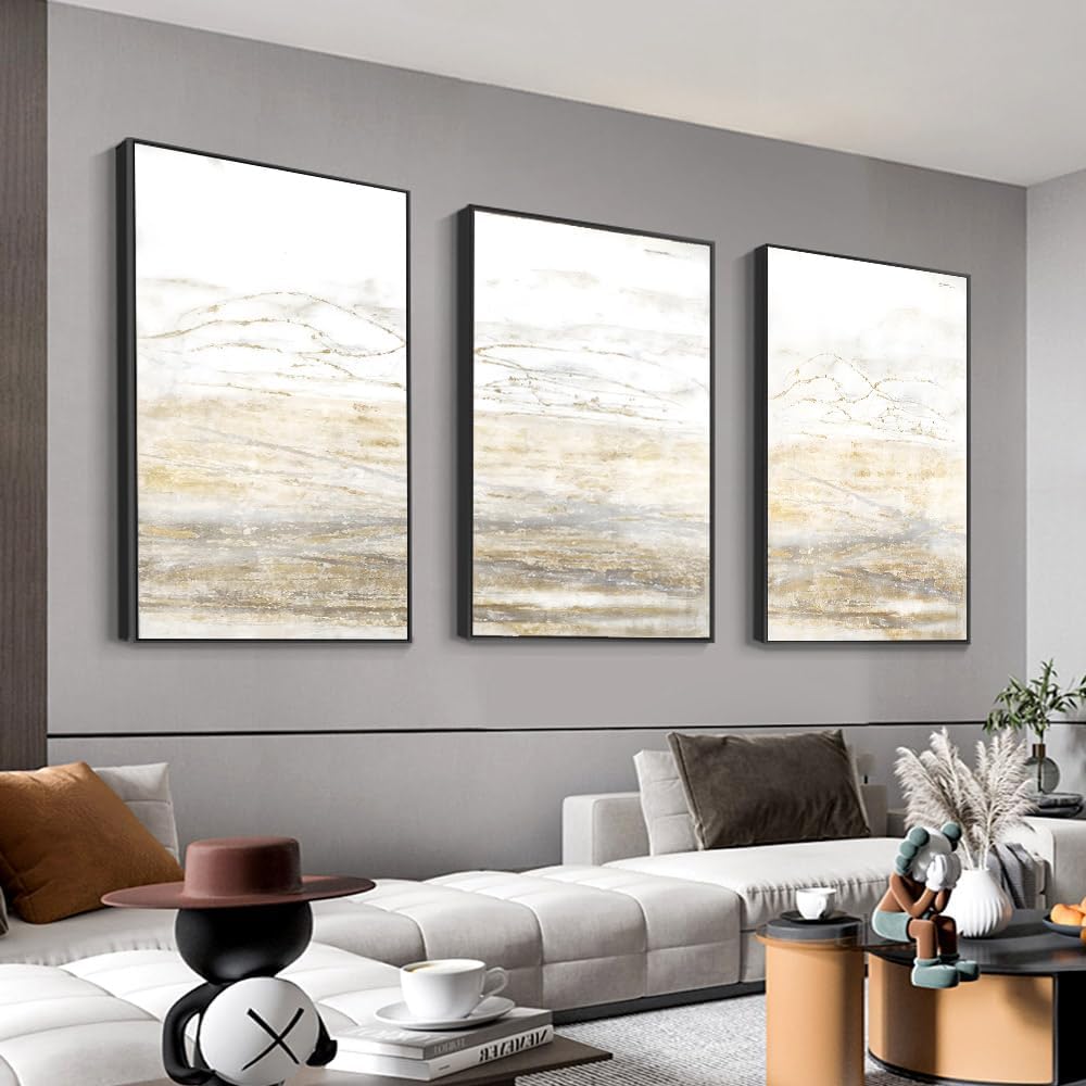 Wall Art for Living Room,3 Piece Abstract Minimalist Print Picture Paintings,Large Wall Art for Bedroom Office Framed Canvas Artwork Modern Room Wall Decor Size 24 'X 32' X 3 Pcs Ready to Hang