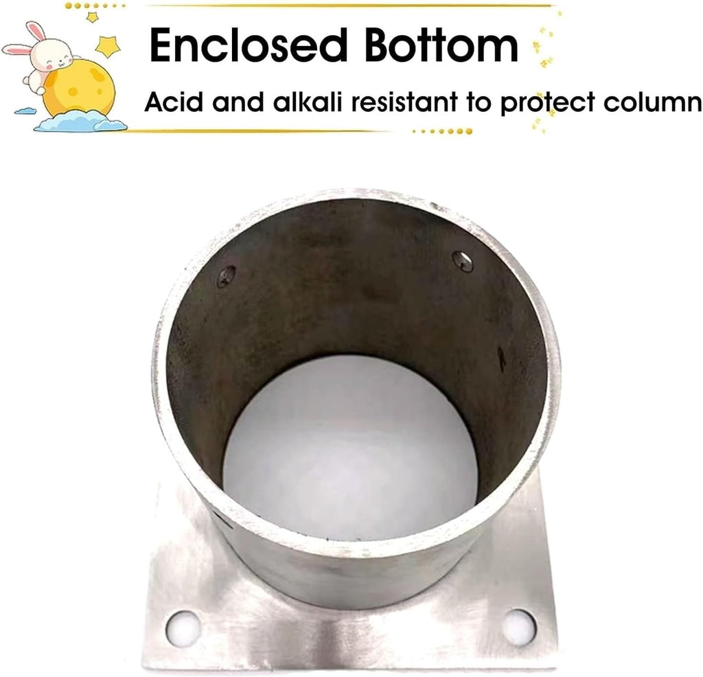 Post Base Anchor Kit Fence Pole Floor Flange with Bolts and Screws, Round Post Bases for Deck Porch Patio/Mailbox/Flag(200mm)