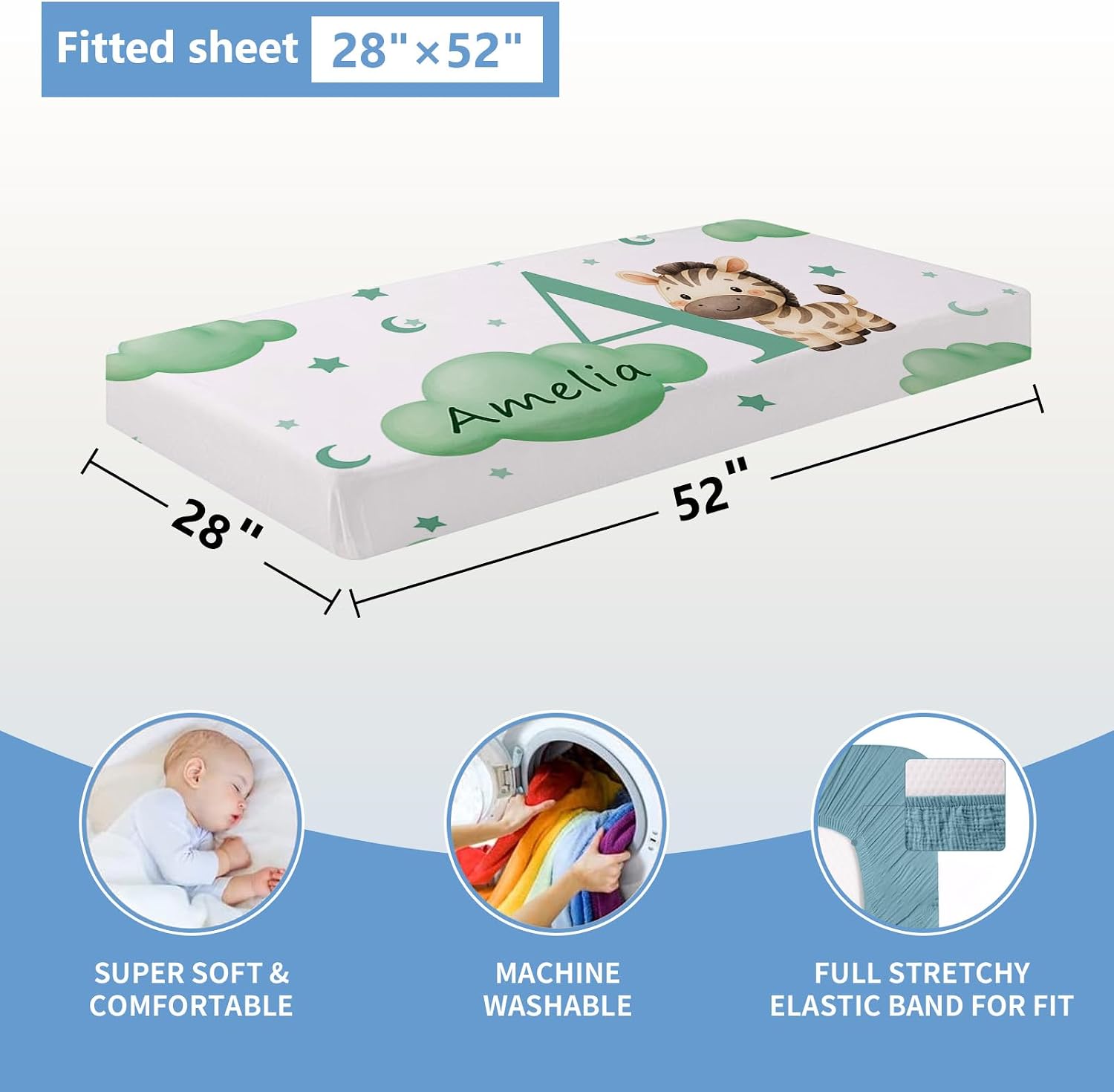 KAINSY Custom Crib Bedding Set, 5 Pcs Personalized Name Monogram Baby Crib Sets for Infants Toddlers, Pink Zebra Nursery Bedding Set for Boys Girls, Double Layer Baby Bedding Sets Customized Gifts