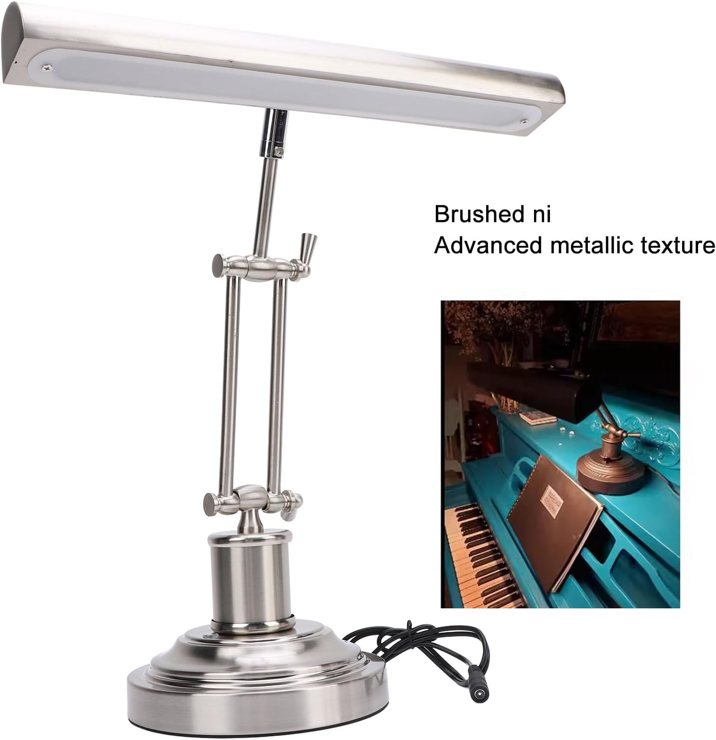 Pomya LED Piano Lamp 12W Touch Control, Music Stand Light, Eye Caring CRI85 Desk Lamp with 360 Adjustable Head, Sheet Music Light for Piano, Desk, Reading (US Plug)