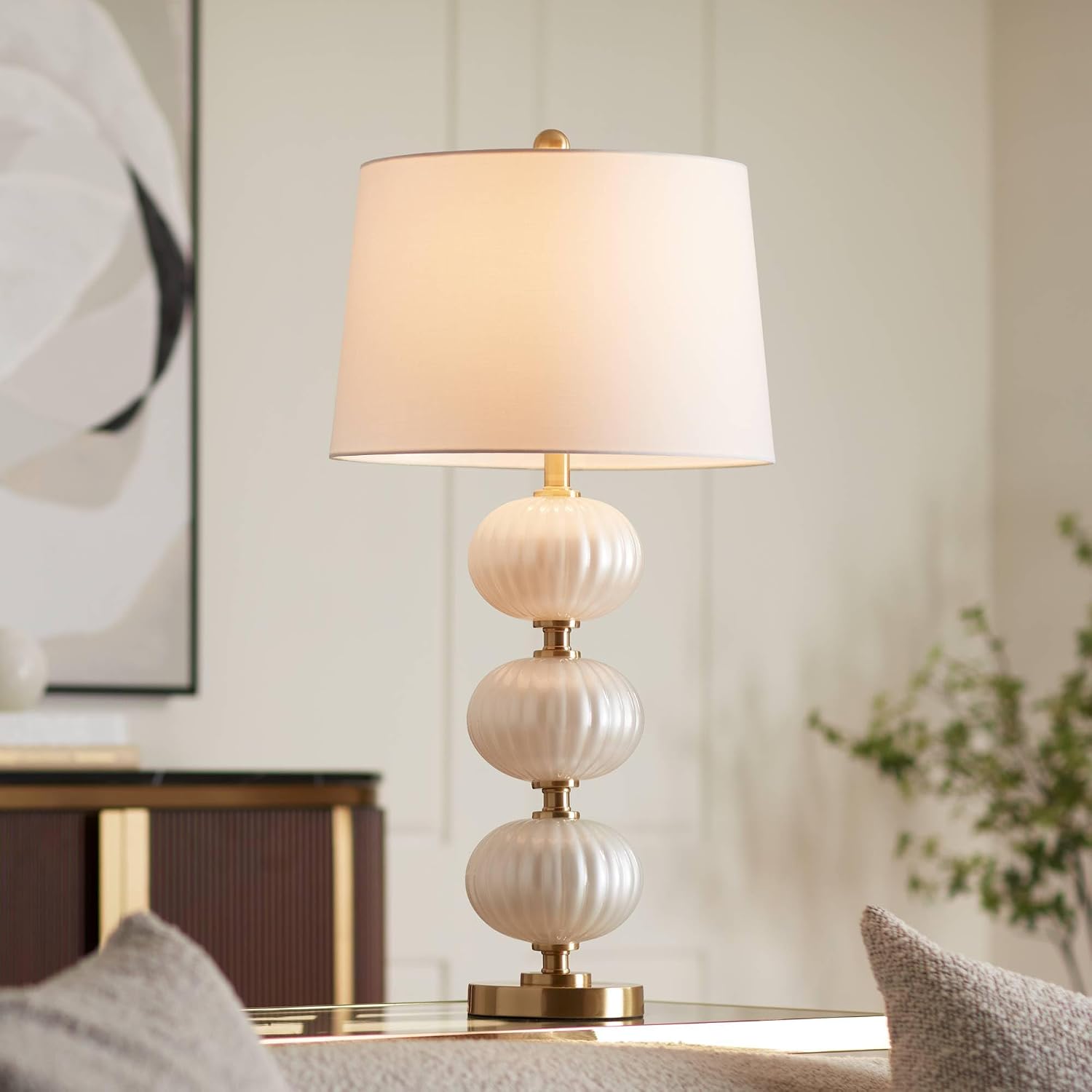 Possini Euro Design Possini Euro Grace 30' High Pearl Fluted White Glass Table Lamp