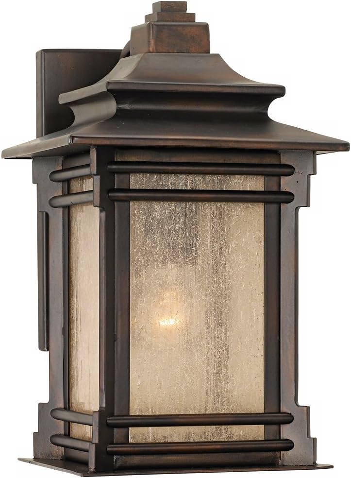 Franklin Iron Works Hickory Point Farmhouse Rustic Mission Outdoor Wall Light Fixture Walnut Bronze 12' Frosted Cream Glass for Exterior Barn Deck House Porch Yard Patio Outside Garage Front Door