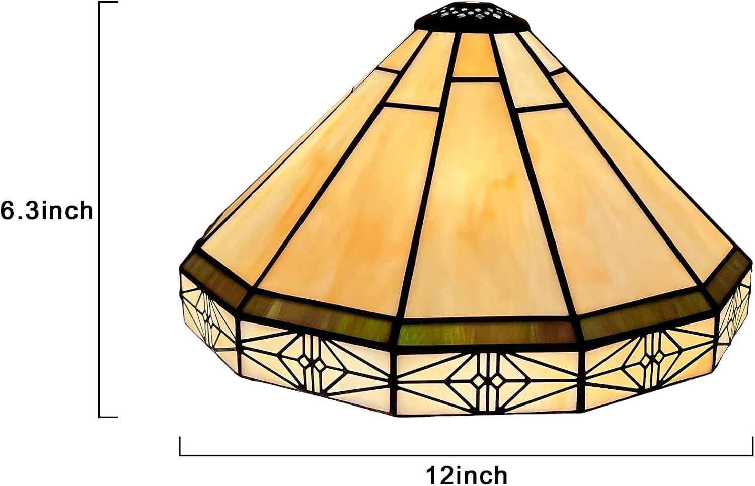 Capulina Tiffany Lamp Shade 12 Inches Wide Accessories Replacement Vintage Cream Tiffany Style Stained Glass Lampshade for Table Lamp