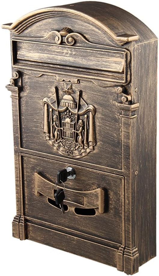 Heavy Lockable Secure Mail Letter Post Box Mailbox Postbox Retro Vintage Metal Ornament