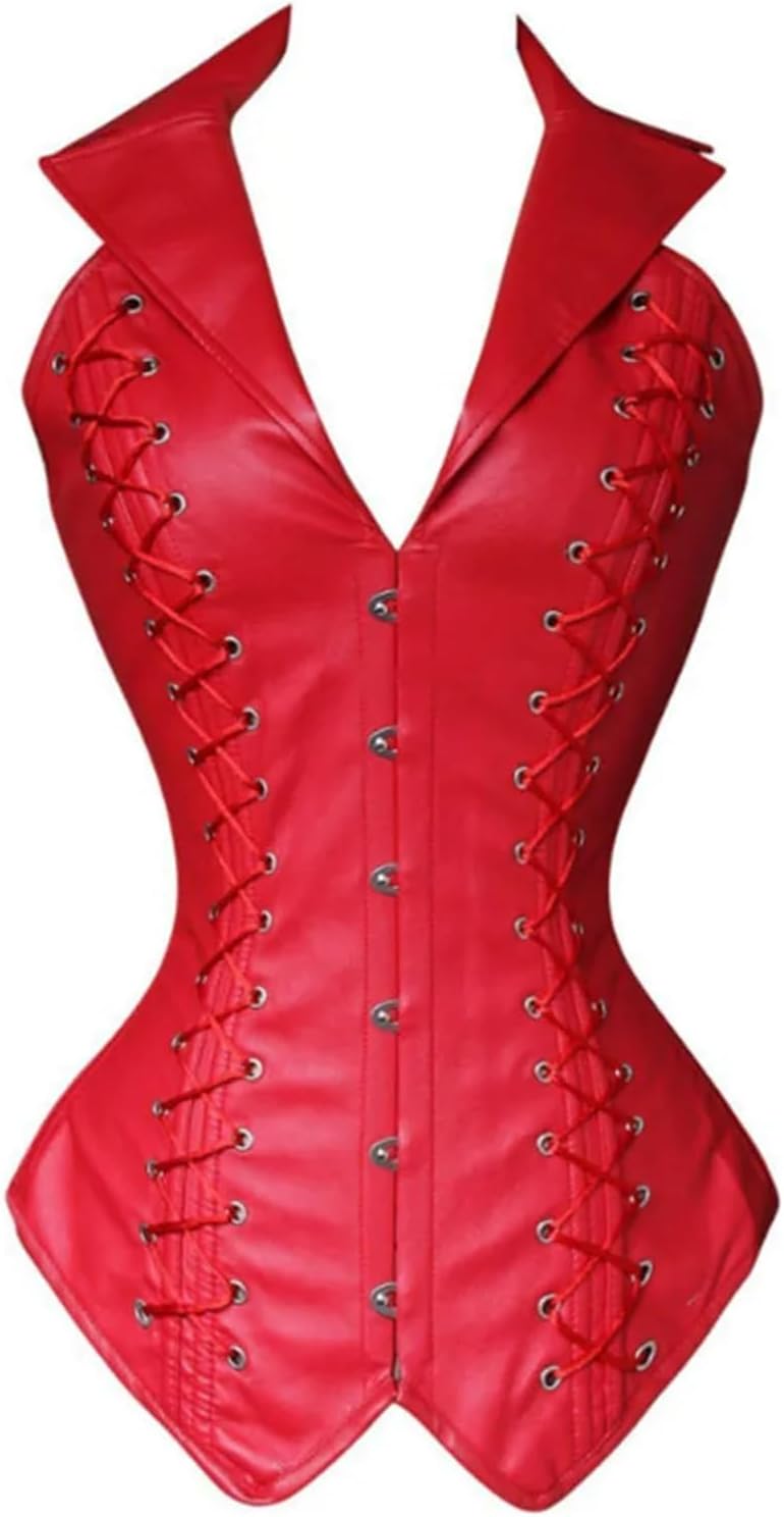 Suwequest Fashion Leather Corset Underbust Body Shaper Women Body Vest Black With Rivets