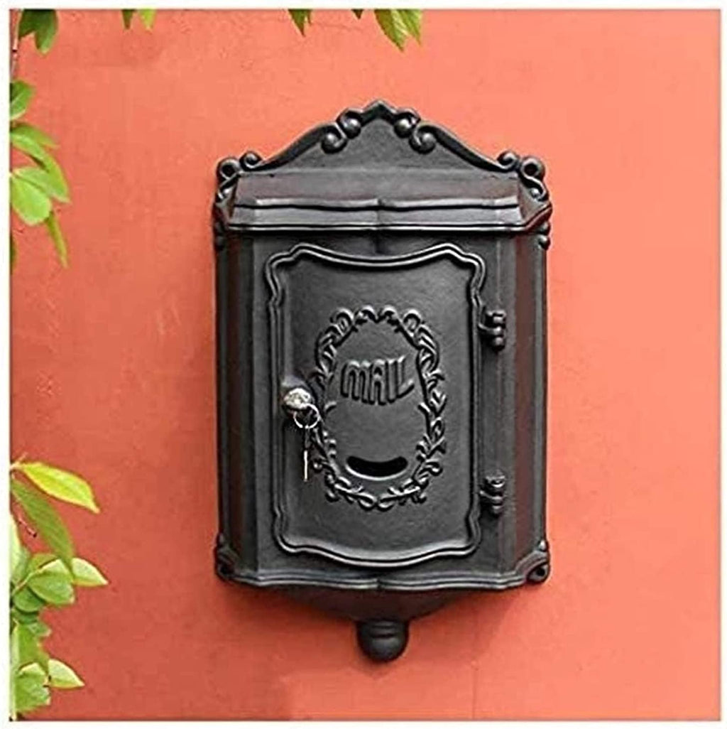 Suggestion Box Donation and Ballot Box Outside Aluminum Wall Mount Post Box European Style Mailbox Secure Mailbox Letterbox Outdoor Retro Vintage Mailboxes Mail Drop & Collection Boxes ( Color : A )