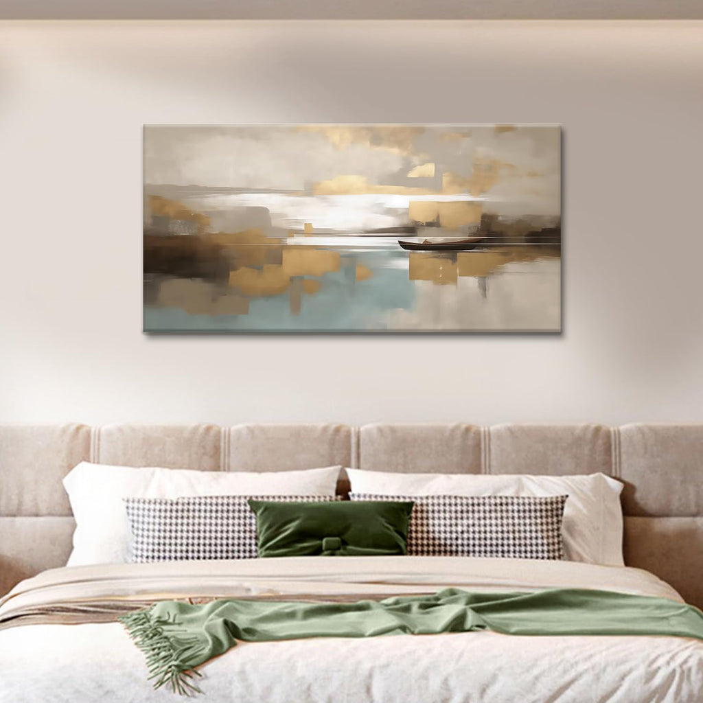 Beige Abstract Wall Art Living Room Wall Decor Canvas Painting Large Framed Modern Abstract Artwork Print Neutral Wall Art Bedroom Decor Picture Artwork for Office