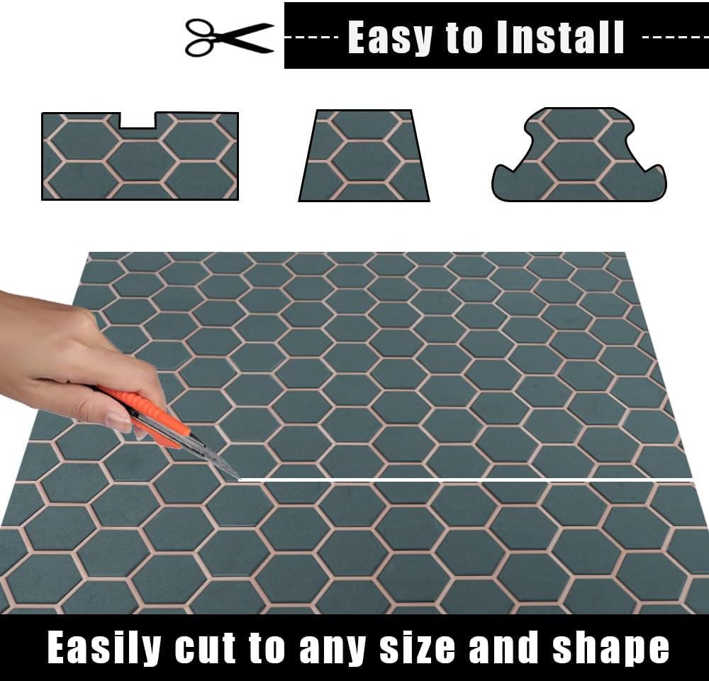 43.31' /37.7' New Hexagon EVA Self-Adhesive Boat Flooring and Decorative Fish for Yacht Pool Boat Flooring Sheet Thick Non-Skid mat