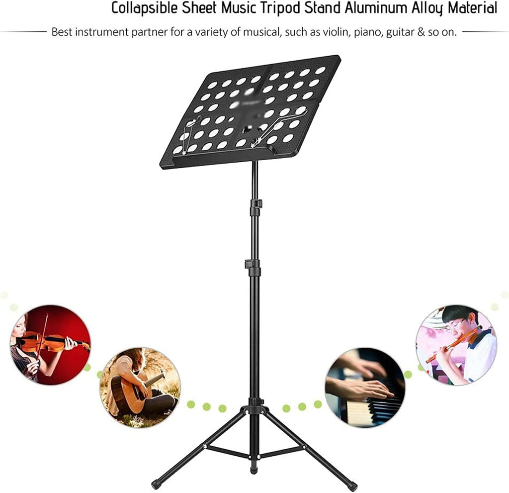 Portable Music Stands Adjustable Height Music Holder Portable Sheet Music Stands for Concert School Violin Book Stands (A)