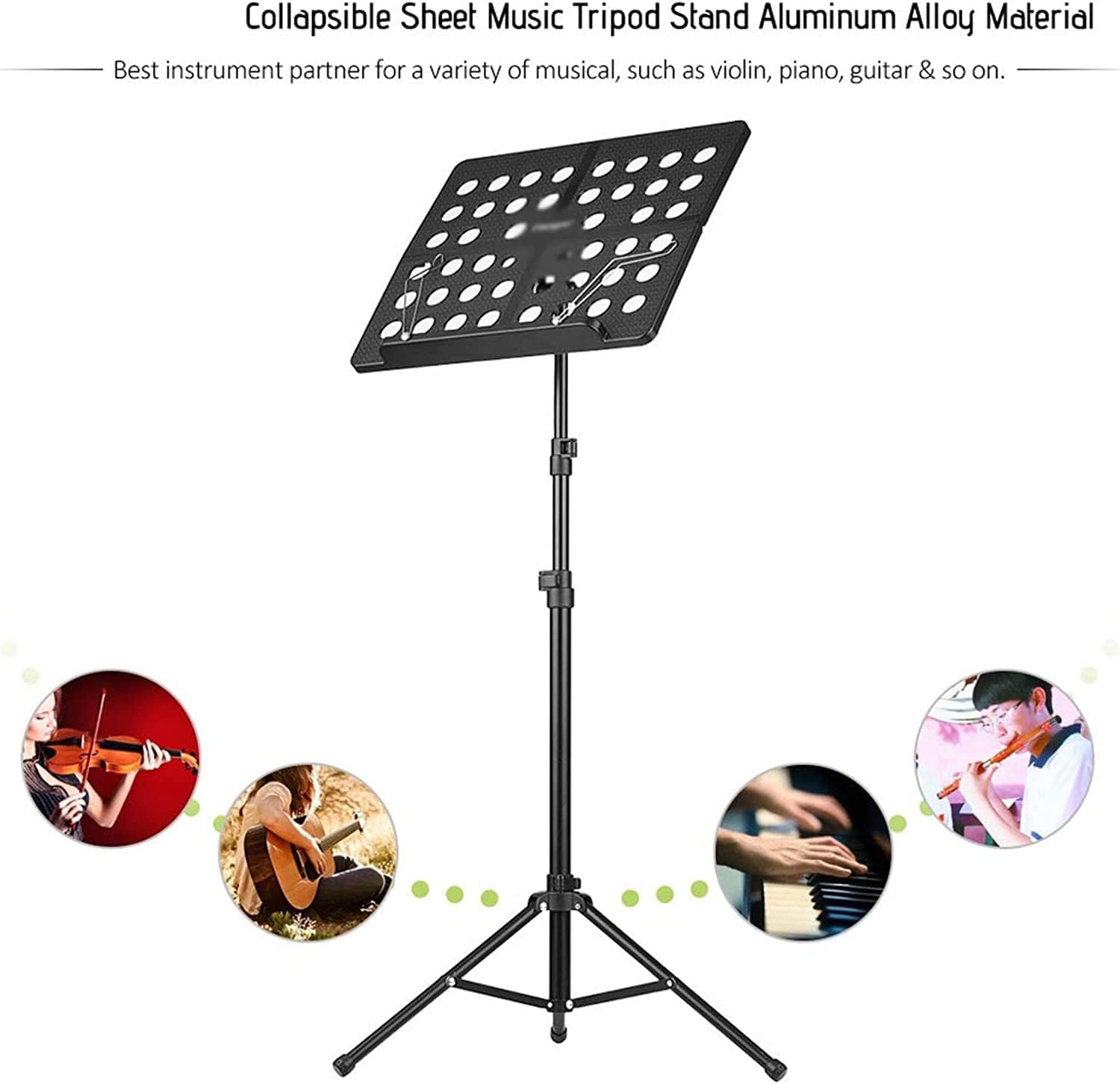 Music Stands Aluminum Alloy Portable Music Holder Adjustable Height Sheet Music Stands for Violin Guitar Home Book Holder，B