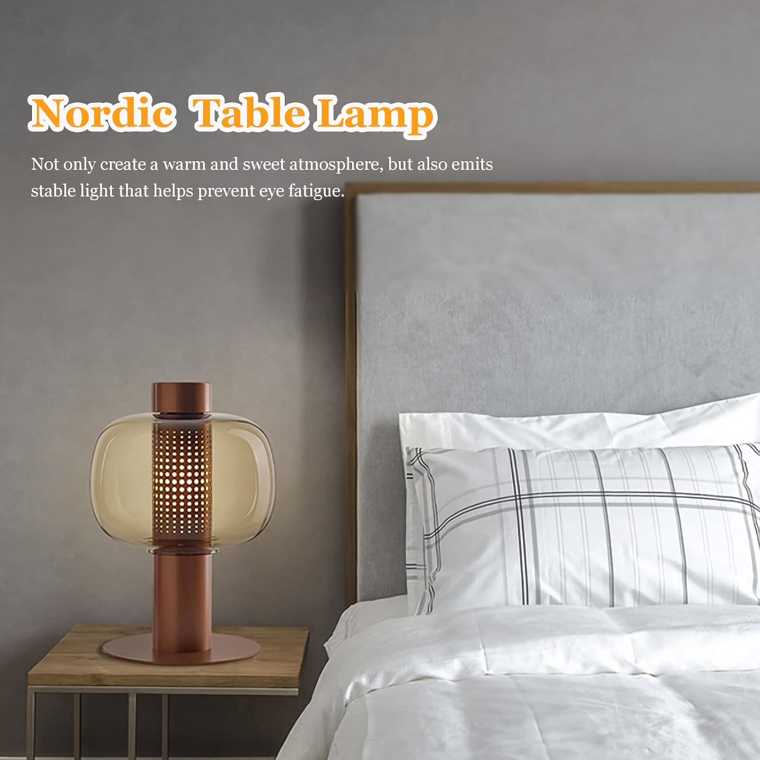 PURESILKS Modern Table Lamp Glass Shade Gold Base Minimalist Design Living Room Bedroom Office Coffee Shop Dimmable LED Light Decor Ambient Lighting