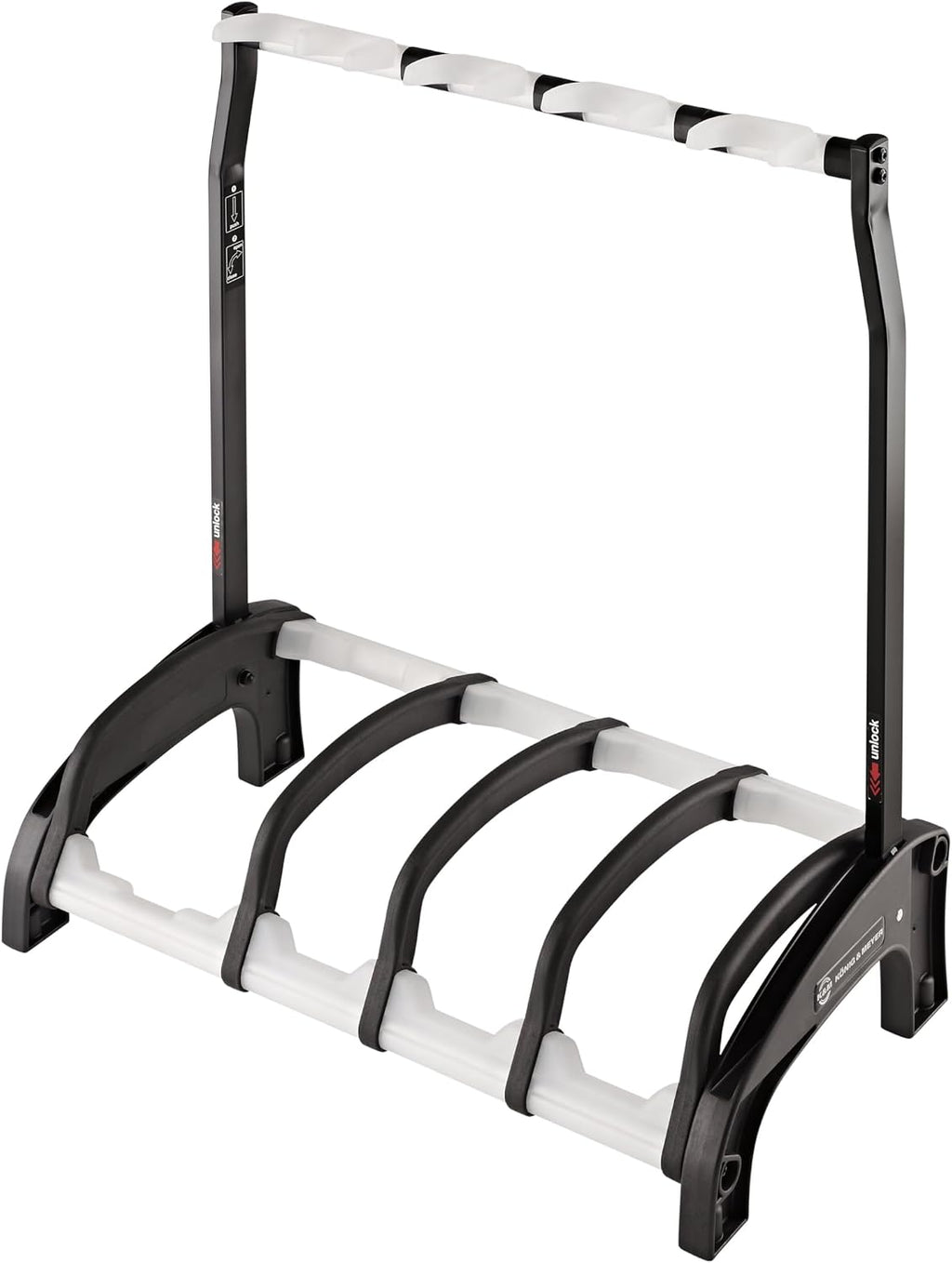 K&M Konig & Meyer 17534.016.00 Guardian 3+1 Guitar Stand | Holds 4 - One Acoustic/Three Electric Guitars Rack-Style | Protective Supports | Space Saver | Adult/Youth Musicians | Black / Translucent f