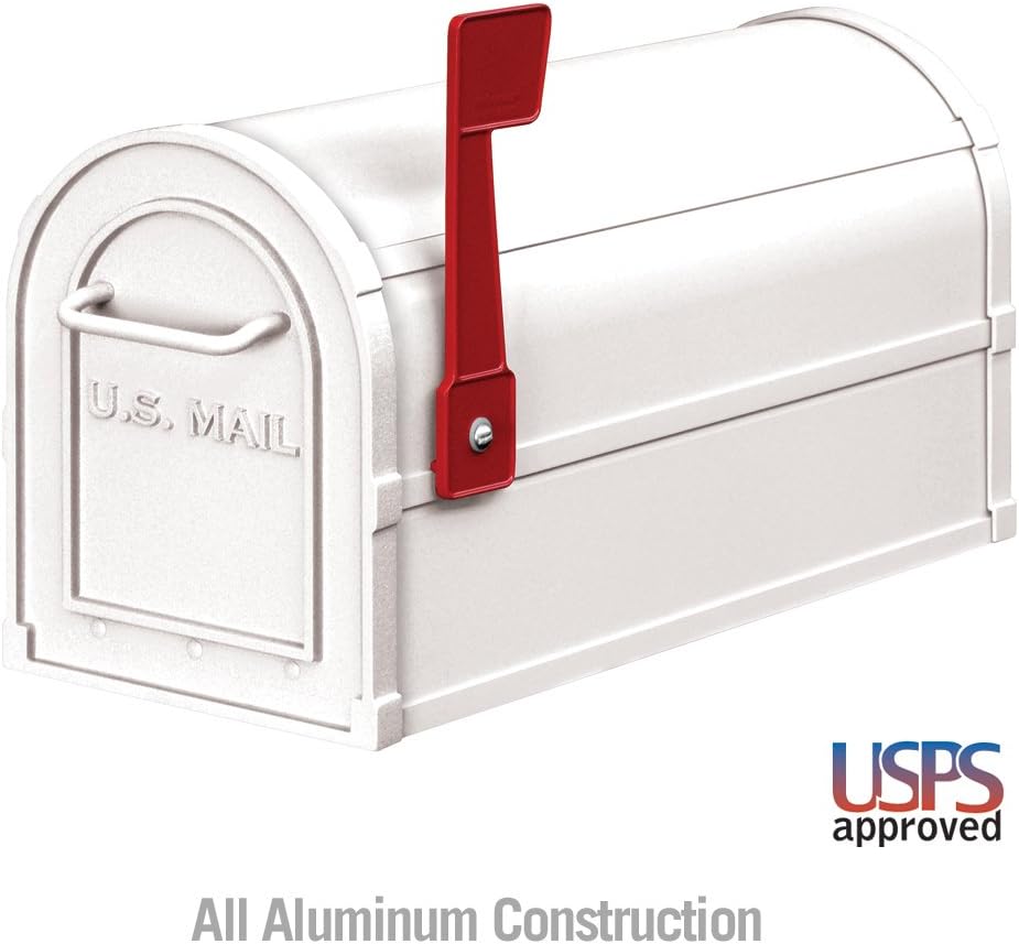 Salsbury Industries 4850WHT Heavy Duty Rural Mailbox, White, 7.5 in. W x 9.5 in. H x 20.5 in. D