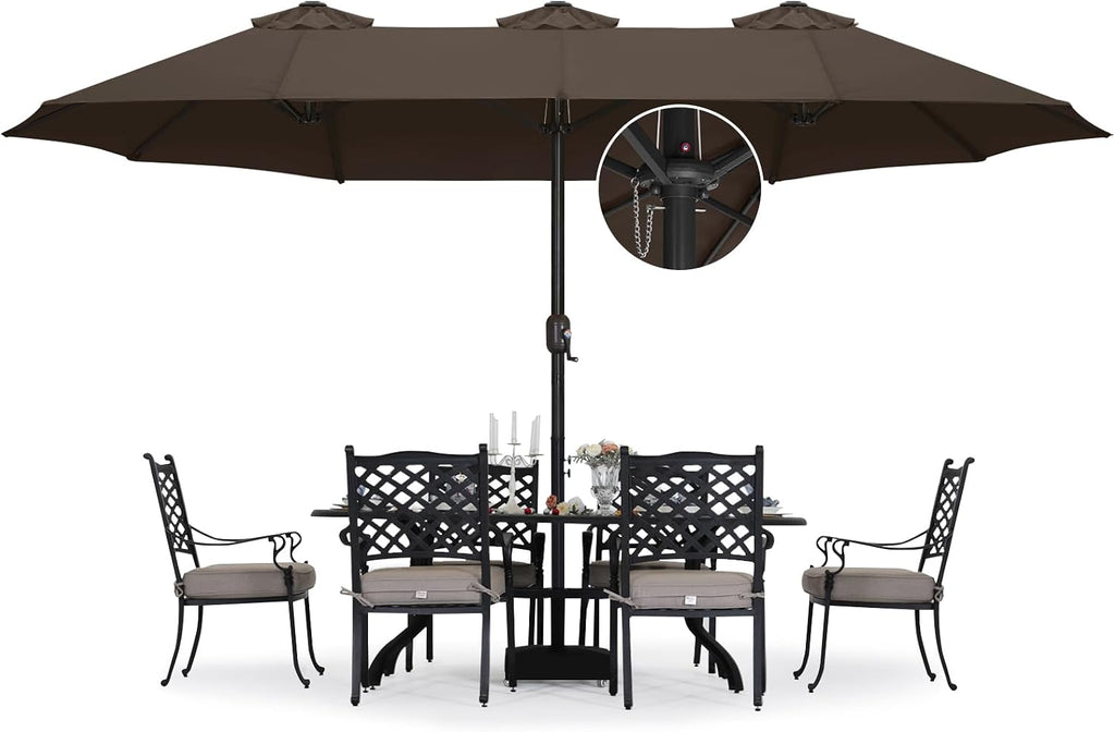 ABCCANOPY 15FT Double-Sided Aluminum Table Patio Umbrella Garden Large Umbrella,Swimming Pool 12+Colors,Brown