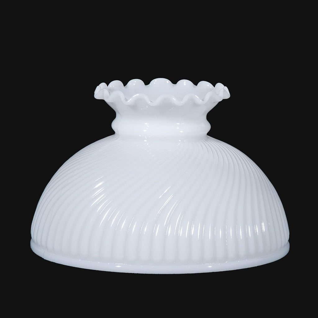 B&P Lamp® 10' Opal White Swirl Ribbed Student Lamp Shade with Crimped Top