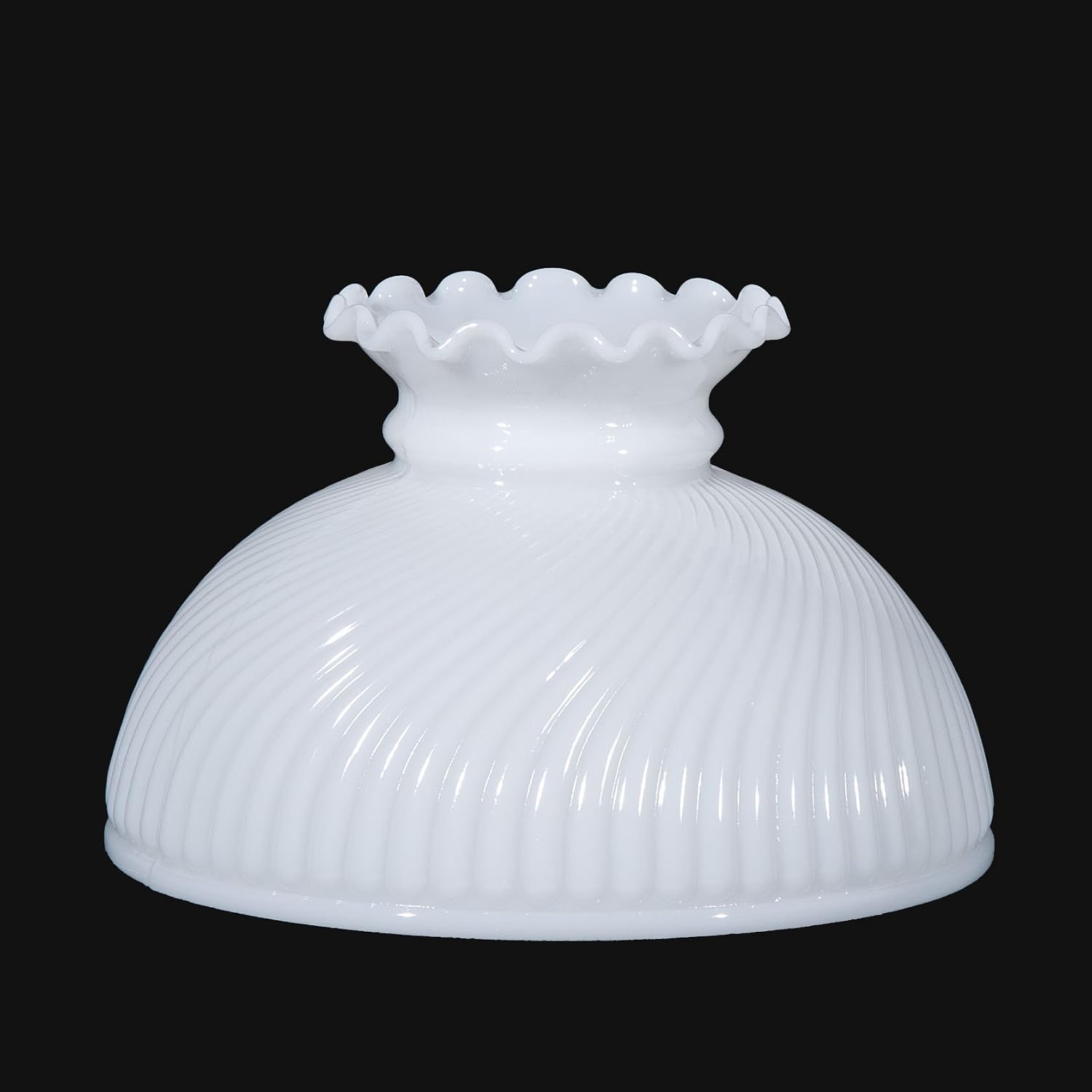 B&P Lamp® 10' Opal White Swirl Ribbed Student Lamp Shade with Crimped Top
