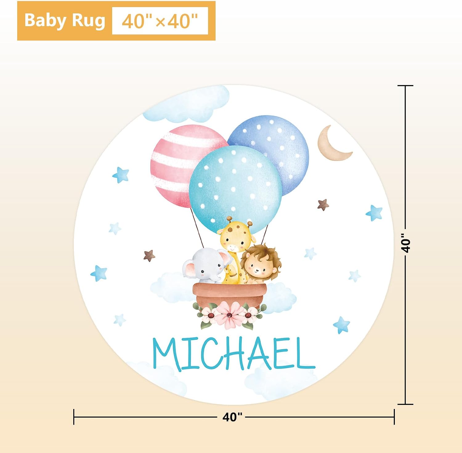 Terwex Personalized Baby Bedding Set, 5 Pcs Custom Toddlers Bedding Set with Infant Name, Double Layer Nursery Crib Set for Boys Girls, Customized Gifts for Infants Baby Shower, Hot Air Balloon Animal