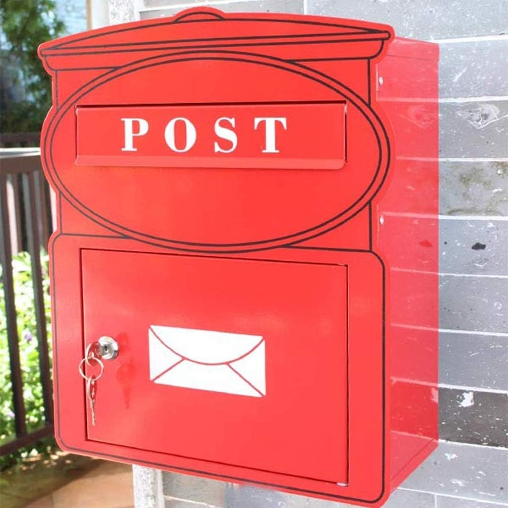 Wall Mounted Locking Mailbox， Safe and Secure Vintage Inspired Chic Metal Post Mail Box