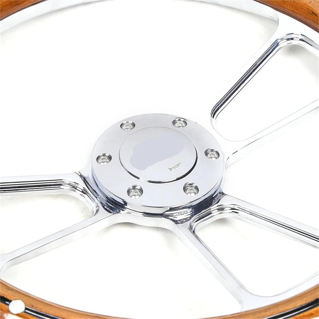 Customization 14' Black Billet Steering Wheel Mahogany Wood Half Wrap Aluminum Rivets(Black)