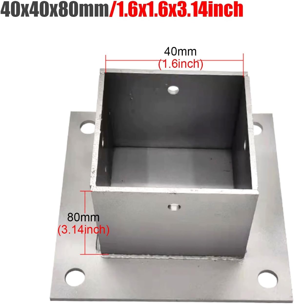 2 Pack Metal Fence Post Anchor Base Plate - 40x40mm Square Column Bracket for Concrete, Deck, Pergola & Mailbox with Installation Kit - Durable Wood Enclosure