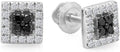 Dazzlingrock Collection 0.25 Carat (ctw) Round Black & White Diamond 6mm Square Shaped Hip Hop Iced Out Studs in 10K Solid White Gold, Screw Back, Unisex Design Ladies, Mens Round Diamond Earrings