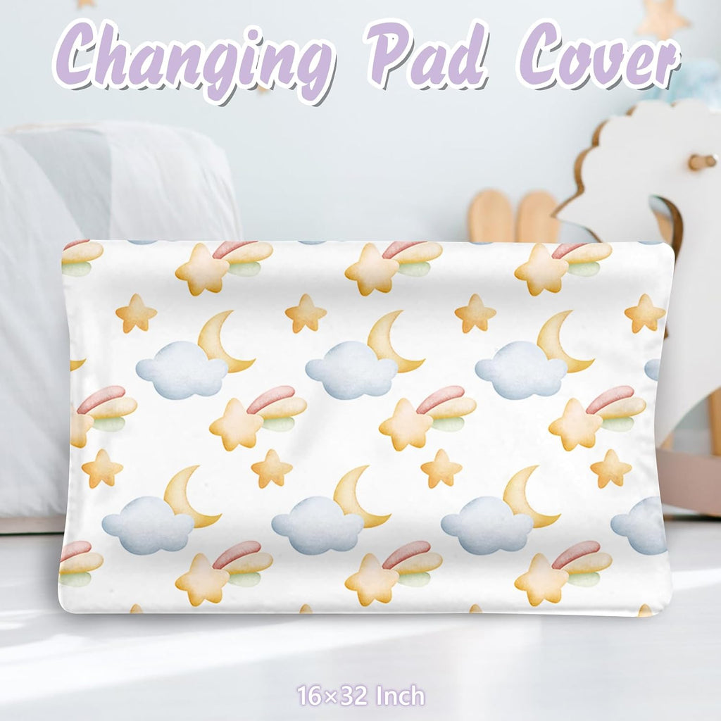 Custom Baby Crib Bedding Set, 5 PCS Personalized Name Baby Crib Sets for Girls Boys, Pink Rabbit Theme Nursery Bedding Sets for Infant Toddler, Double Layer Flannel Bed Set Customized Gifts