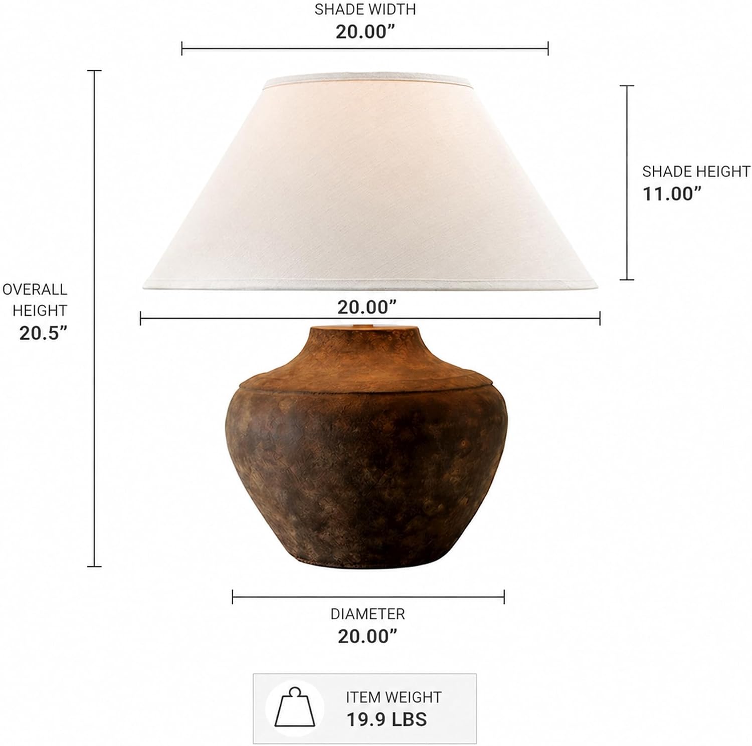Troy Lighting PTL1010 Calabria - 20.5 Inch Table Lamp, Sienna Finish with Off-White Linen Shade, 20.50x20.00x20.00