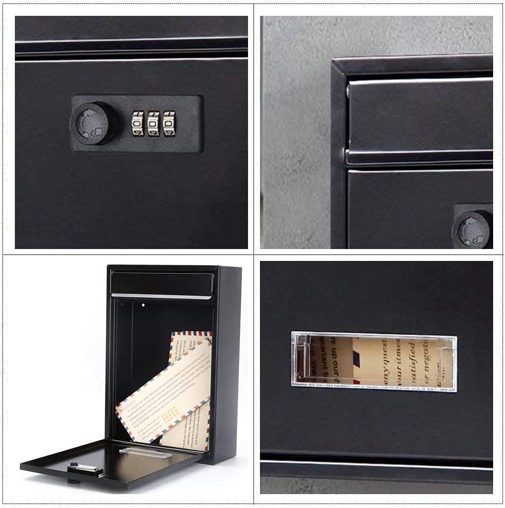 Post Box, Letter Box Mailbox Wall Mounted Locking Mailboxes Key Lock Mail Box Medium Capacity Rust-Proof Metal Post Box