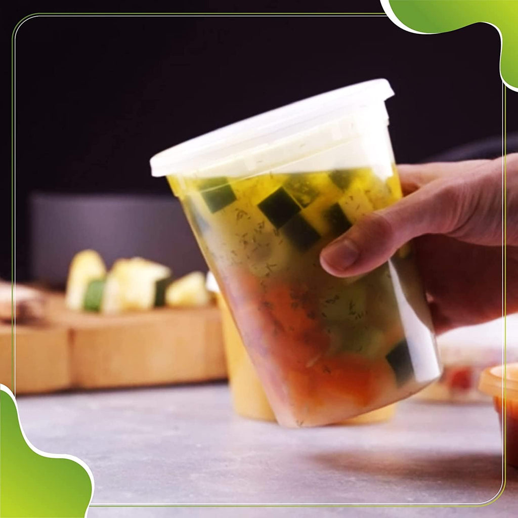 Deli Containers with Lids Leakproof - 240 Pack BPA-Free Plastic Microwaveable Clear Food Storage Container Premium Heavy-Duty Quality, Freezer & Dishwasher Safe (32oz 240 Sets)