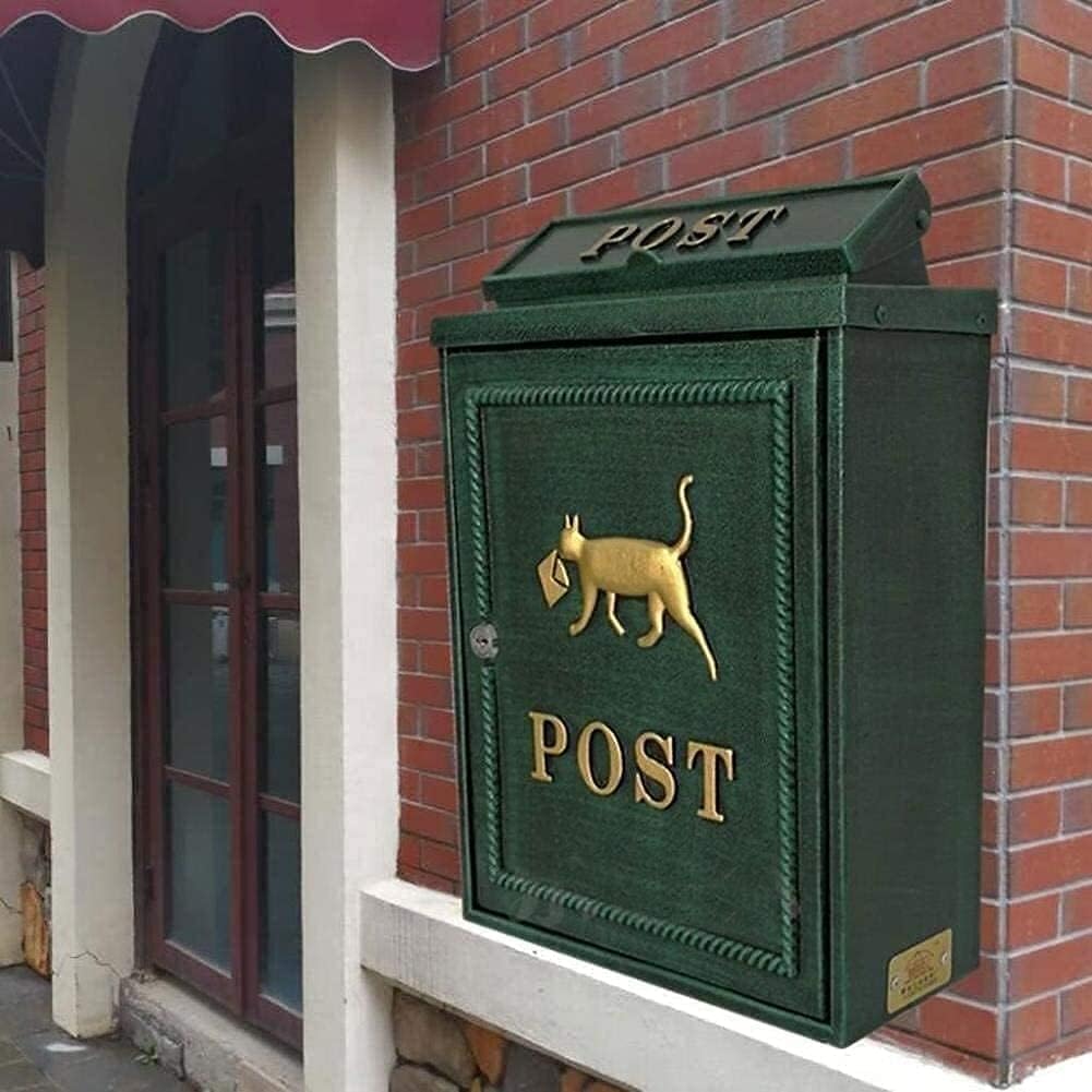 Suggestion Box Safe Lock Box Ballot Box Donation Box Mailbox Wall Mounted with Lock Retro Vintage European Aluminum Mail Box Post Box Secure