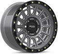 20x9 inch Custom Wheel - Matte Gunmetal with Black Lip and Milled Rivets Offroad Design Aluminum Alloy Rim Offroad Bolt- Pattern 6x139.7 mm Offset 10 mm