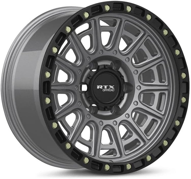 20x9 inch Custom Wheel - Matte Gunmetal with Black Lip and Milled Rivets Offroad Design Aluminum Alloy Rim Offroad Bolt- Pattern 6x139.7 mm Offset 10 mm