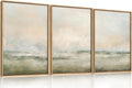 Abstract Beige Green Landscape Framed Canvas Wall Art Set, Watercolor Natural Tan Wall Decor, Minimalist Neutral Modern Scenery Artwork for Living Room, Bedroom,Farmhouse- 24'x36'x3