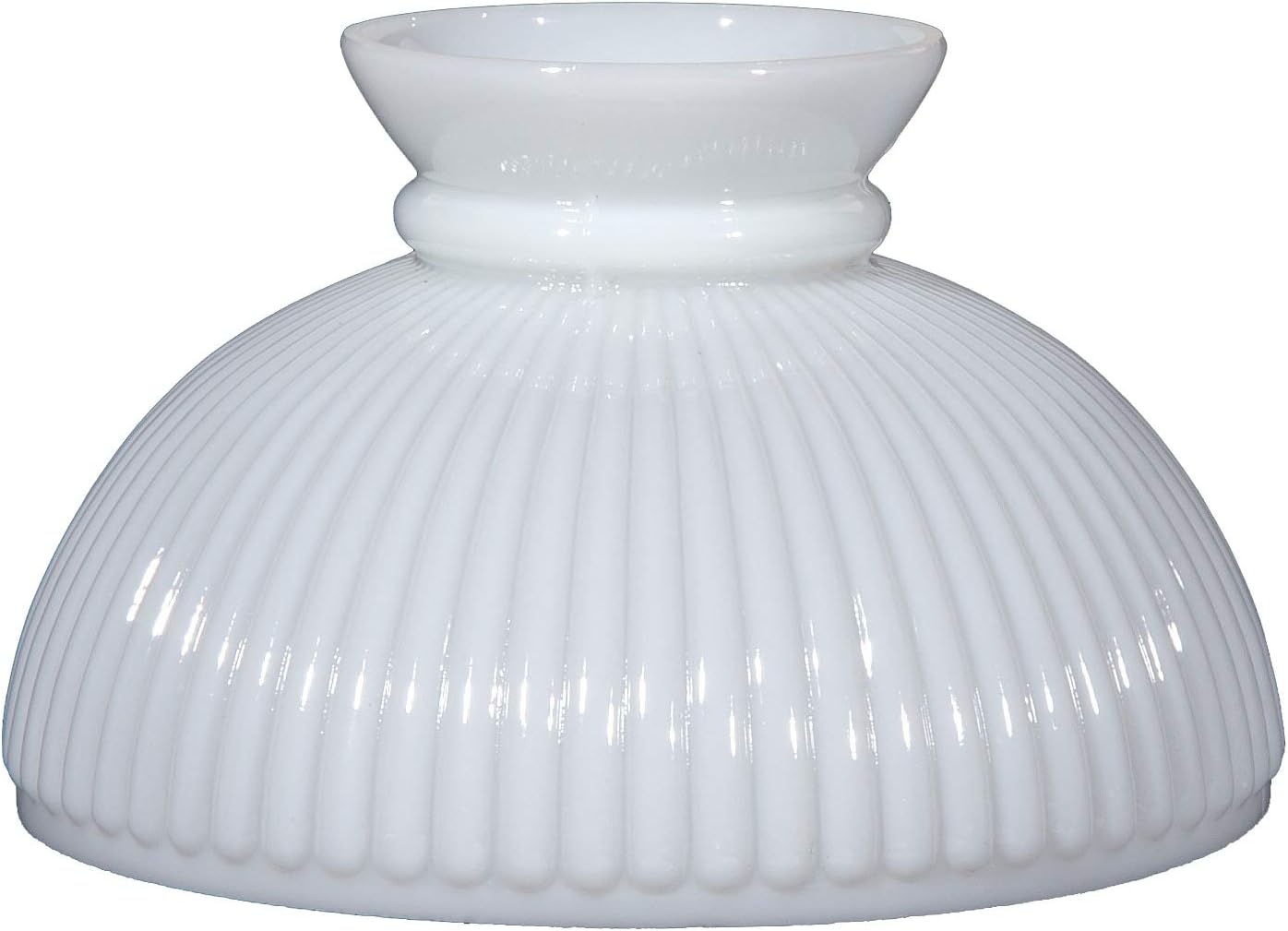 B&P Lamp® 10' Opal White Glass Ribbed Student Lamp Shade with Plain Top