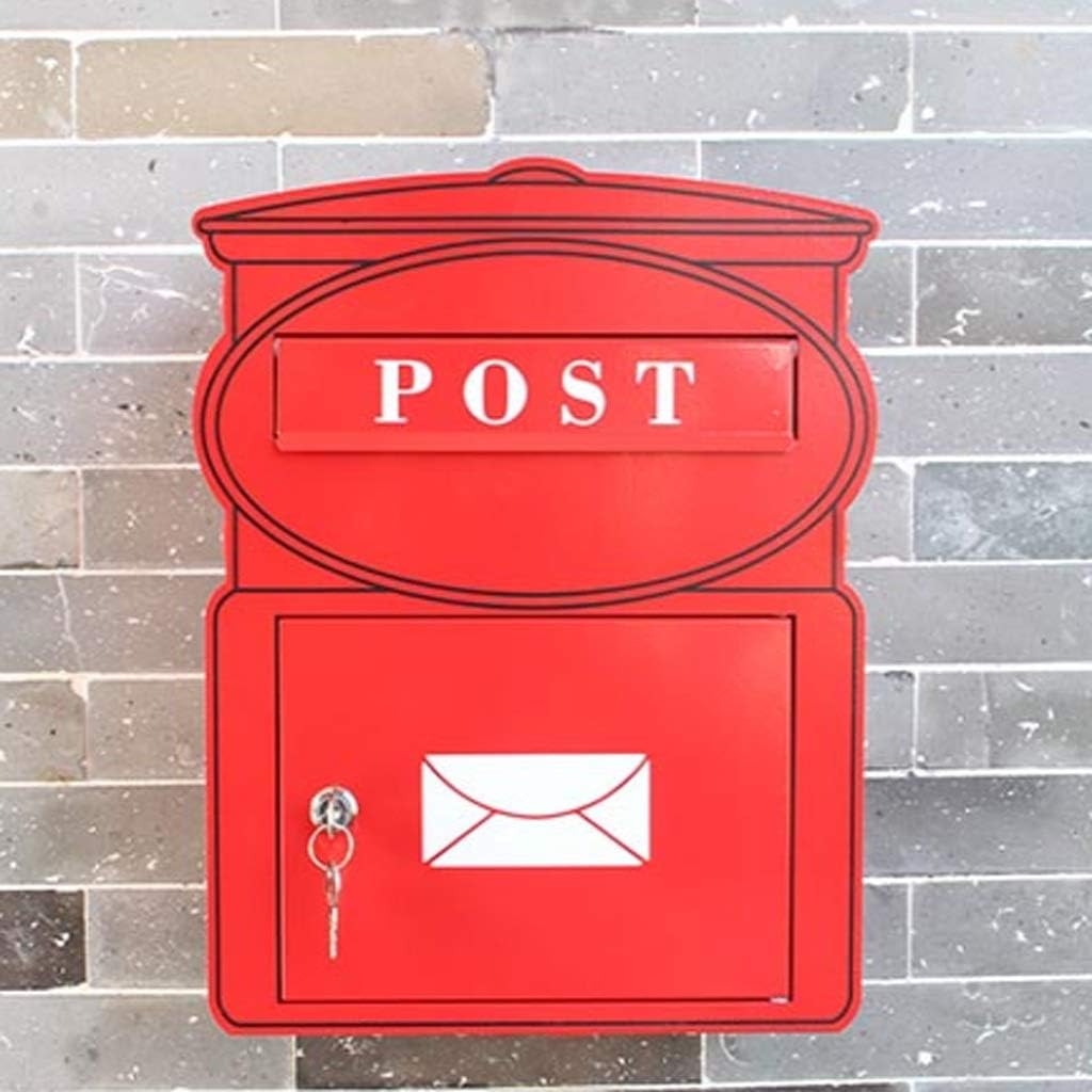 Wall Mounted Locking Mailbox， Safe and Secure Vintage Inspired Chic Metal Post Mail Box