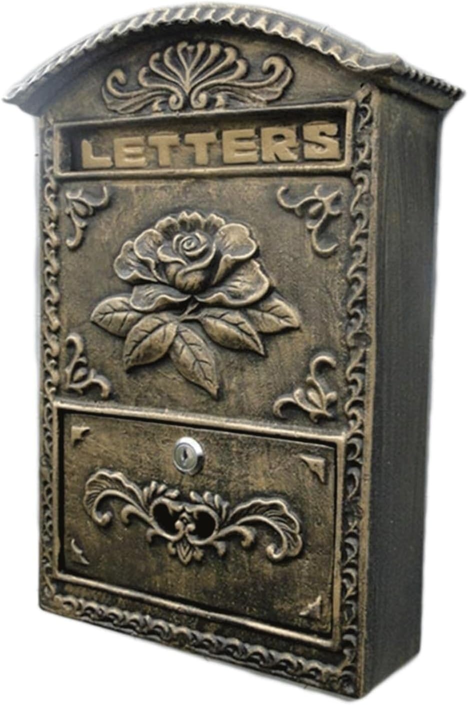 Locking Mailboxes Aluminum Mailbox for Outside Drop Box with Rose Relief Post Box Rustic Comment Box Metal Suggestion Box
