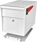 Mail Boss 7109 Curbside Steel Post Mount Security Locking Mailbox, Alpine White