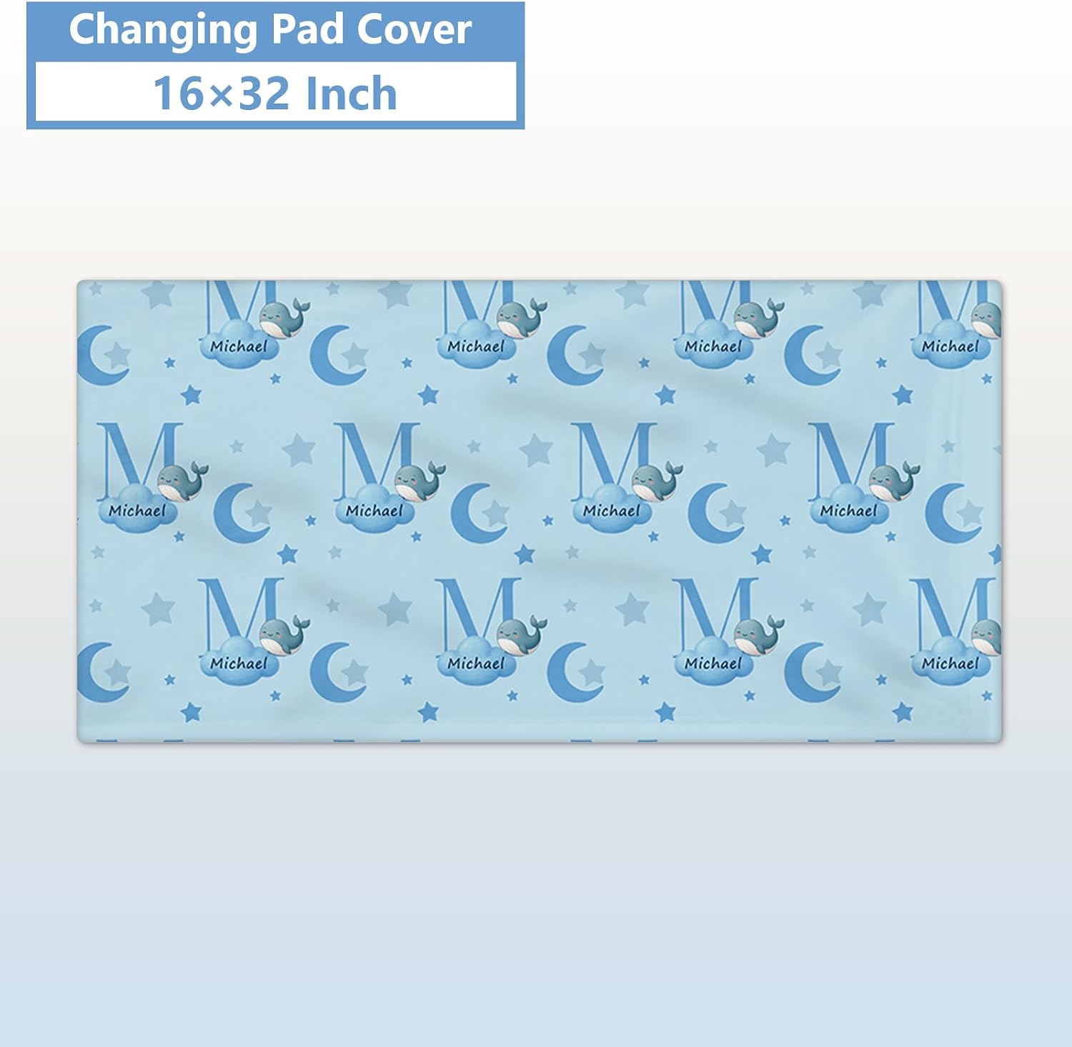 KAINSY Custom Crib Bedding Set, 5 Pcs Personalized Name Monogram Baby Crib Sets for Infants Toddlers, Blue Whale Nursery Bedding Set for Boys Girls, Double Layer Baby Bedding Sets Customized Gifts