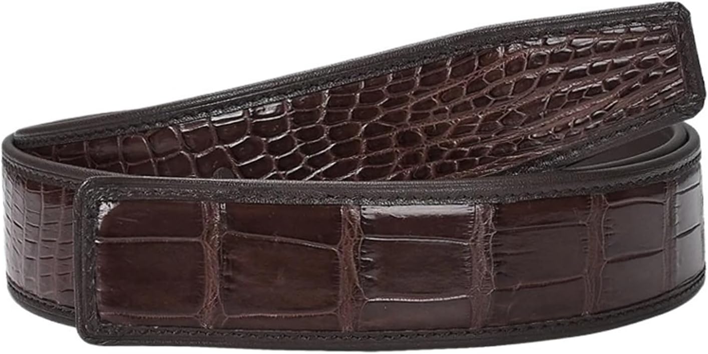 1 PCS Leather Belt Without Buckle Headless Men's Pants Belt(Brown,115cm)