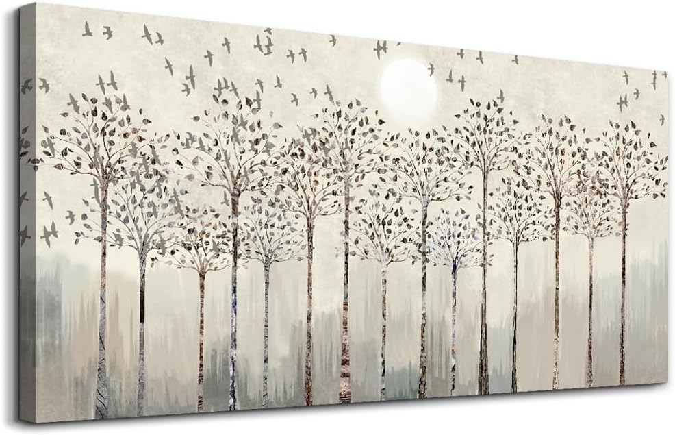 hyidecorart Large Canvas Wall Art For Living Room Decorations For Office Hotel Bedroom Wall Decor Trees And Birds Abstract Wall Paintings Canvas Prints Artworks Pictures Modern Home Decoration