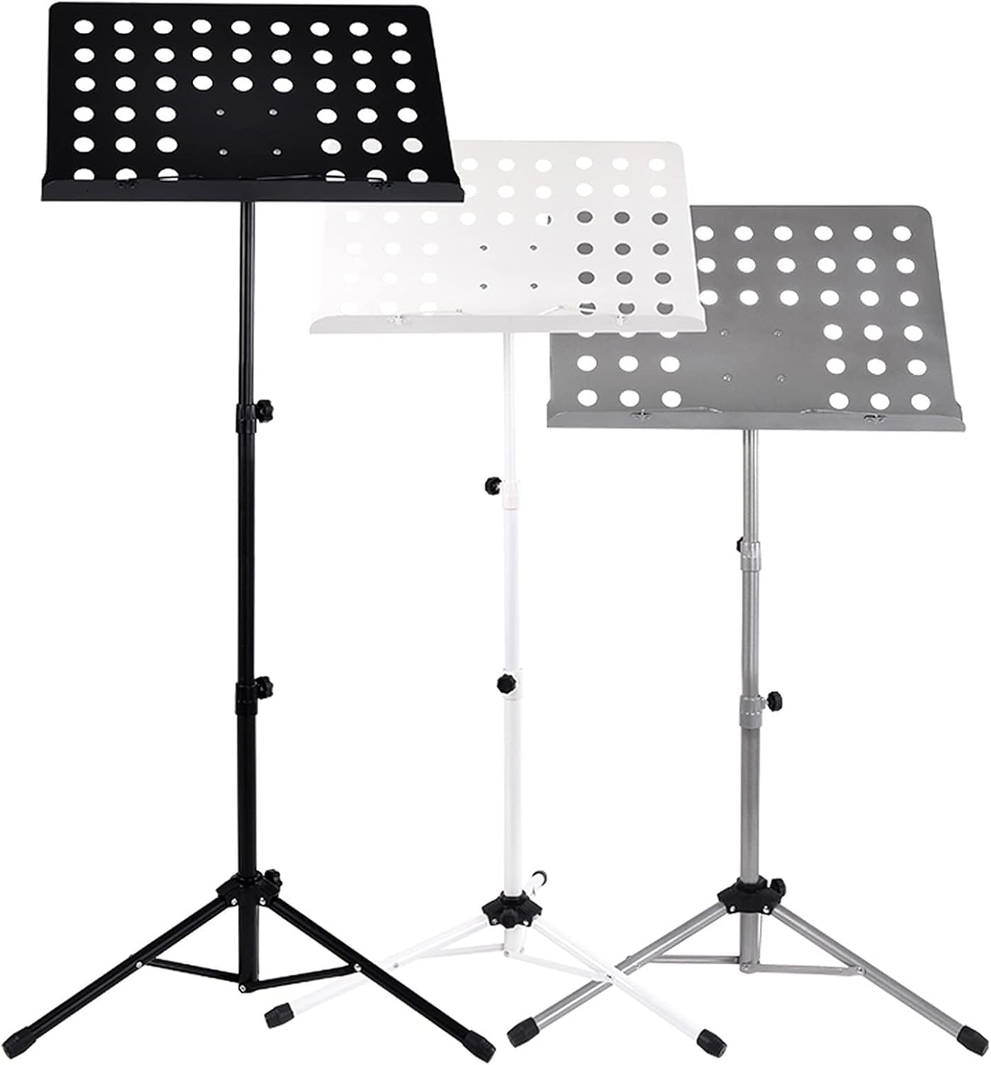 2 in 1 Dual-Use Folding Sheet Music Stand, Music Clip Holder Music Holder,with Waterproof Carrying Bag, for Violin Orchestra Conductor,Black，Silver