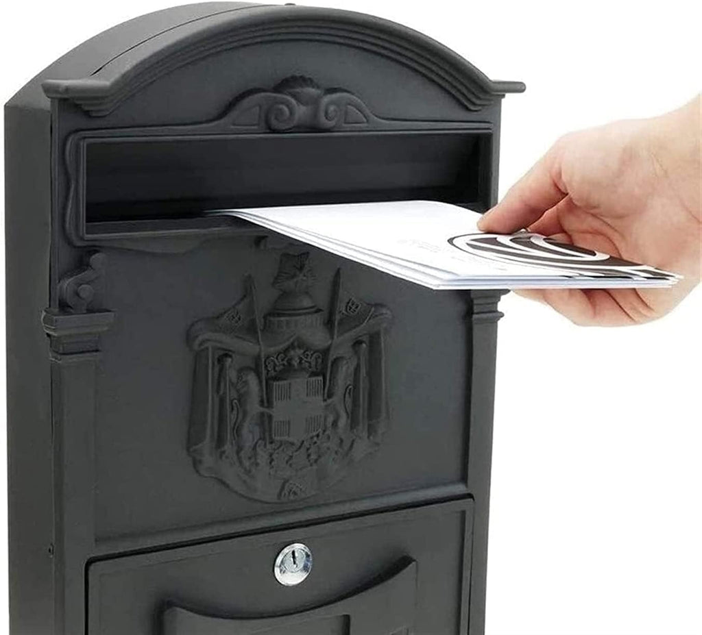Suggestion Box Mail Box Key Drop Box Lockbox Wall Mounted Mail Box Retro European Mailbox Aluminum Post Box Secure Letterbox Outside Mailboxes