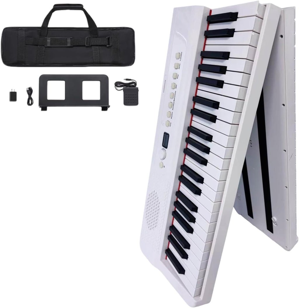 Foldable Digital Piano 88 Keys, Portable Keyboard Piano with Speakers, Wireless Function, Pedal, Sheet Music Stand and Carry Bag for Practice and Performance(White)