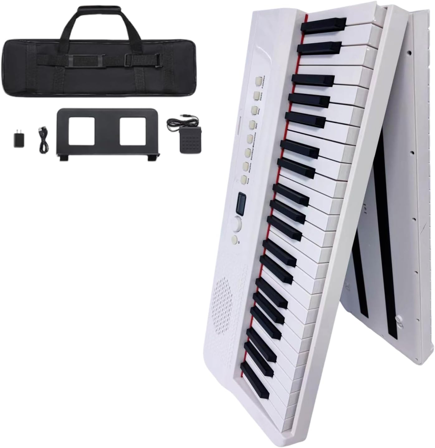 Foldable Digital Piano 88 Keys, Portable Keyboard Piano with Speakers, Wireless Function, Pedal, Sheet Music Stand and Carry Bag for Practice and Performance(White)