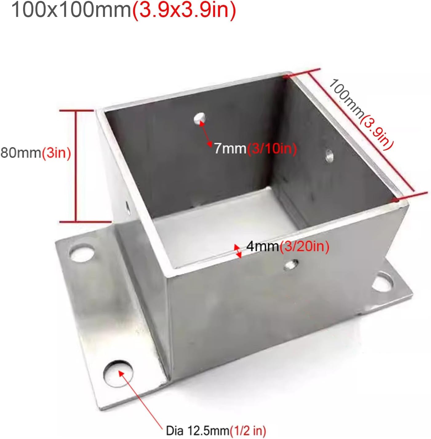 Metal Fence Post Bracket - Durable Outdoor Support for Wood Columns - Mailbox Post Protector(100x100mm)